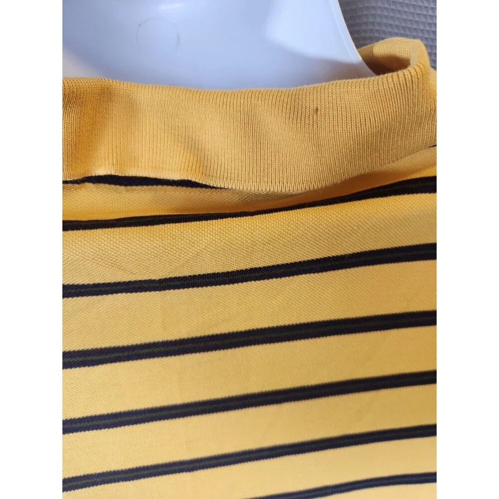 Polo Golf Ralph Lauren Pima Cotton Yellow Striped Short Sleeve Men Polo Shirt XL